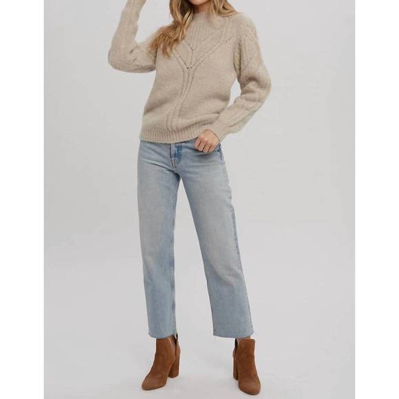 NEW BLUIVY open stitch detail sweater in oatmeal - Picture 4 of 6